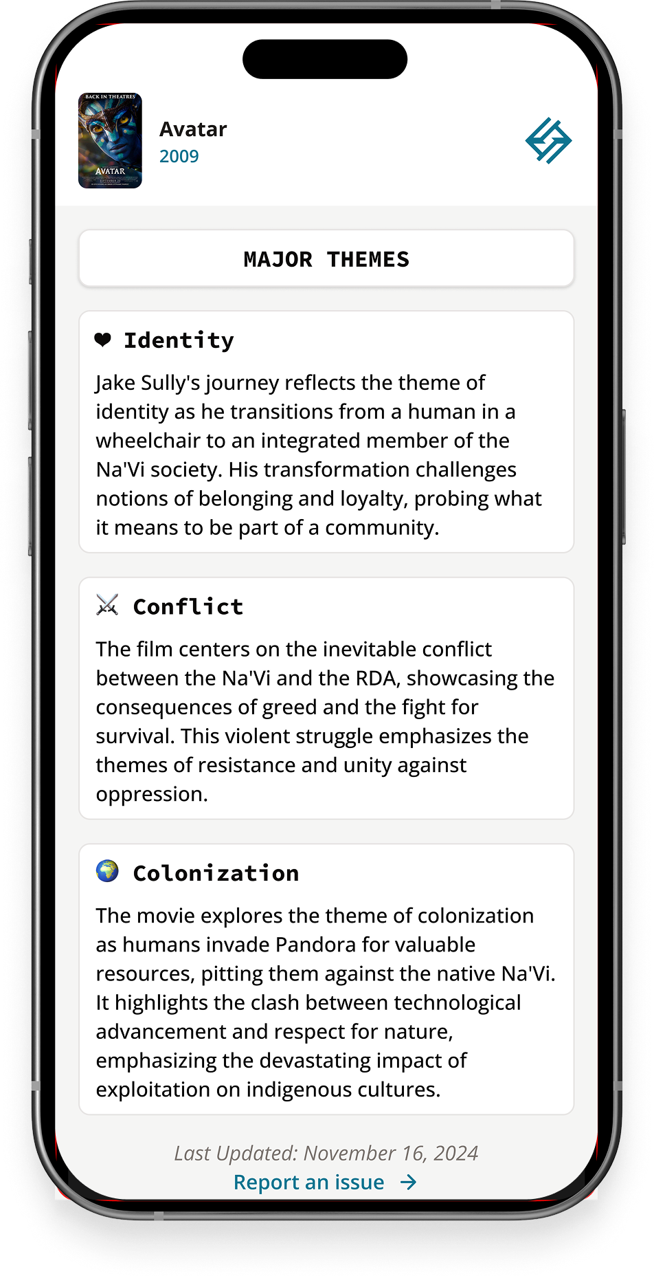 Plot Explained Mobile App Features